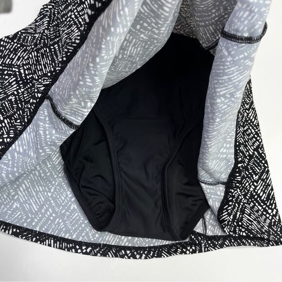 Swim Solutions Bow Front Swim dress black white - 8 - Picture 7 of 15